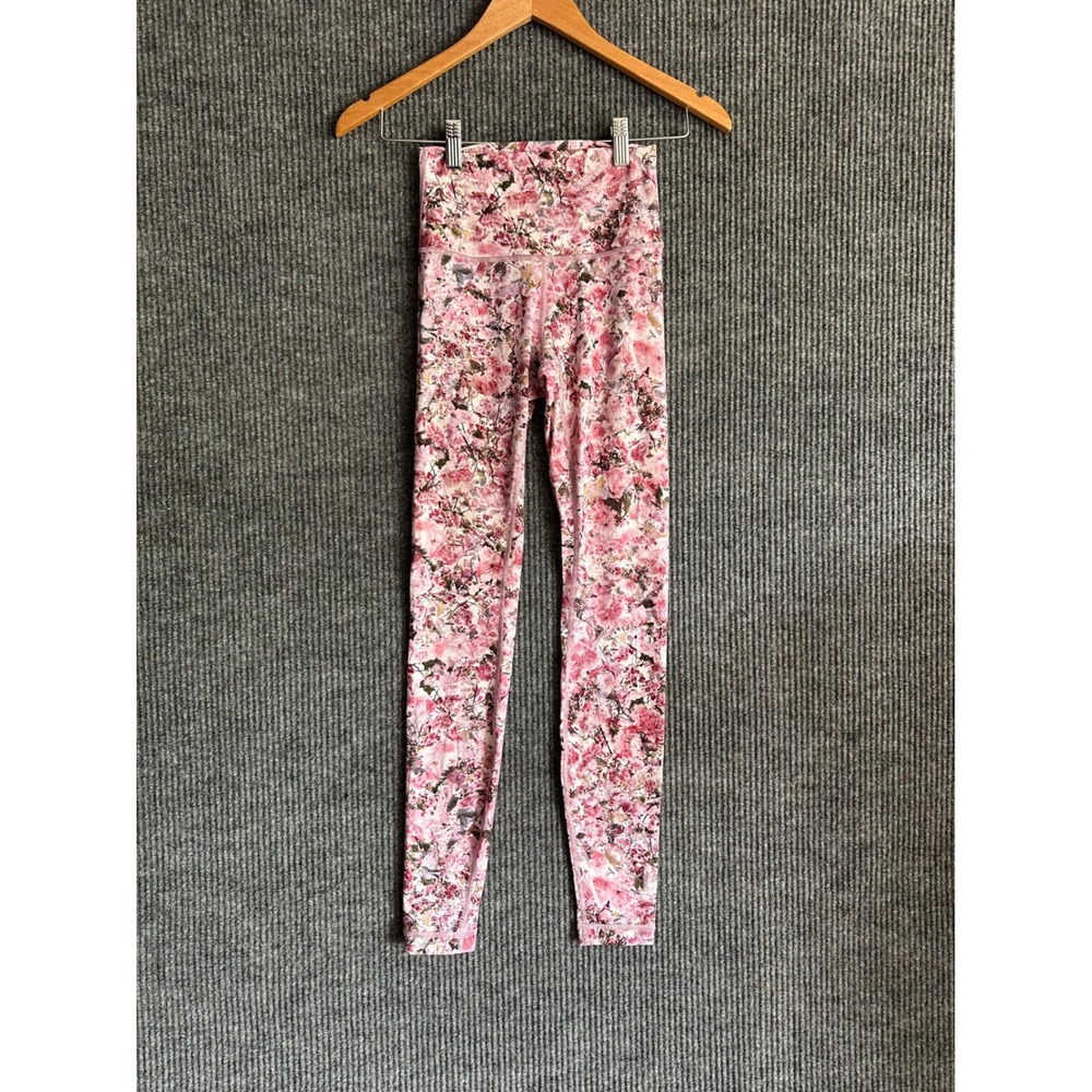 Lululemon High Rise Floral Leggings Pink Purple Garden Print Size 2 Yoga Pants